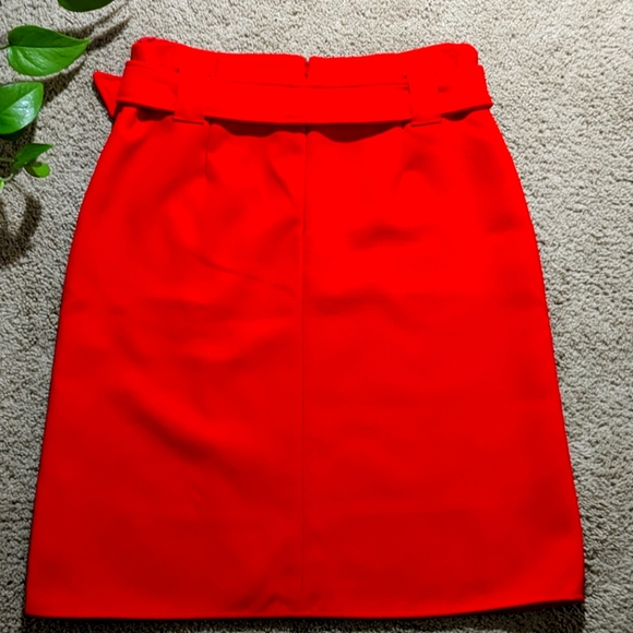 HALOGEN Petite Red A Line Midi Belted Skirt Size 12.  NWOT - Picture 2 of 7